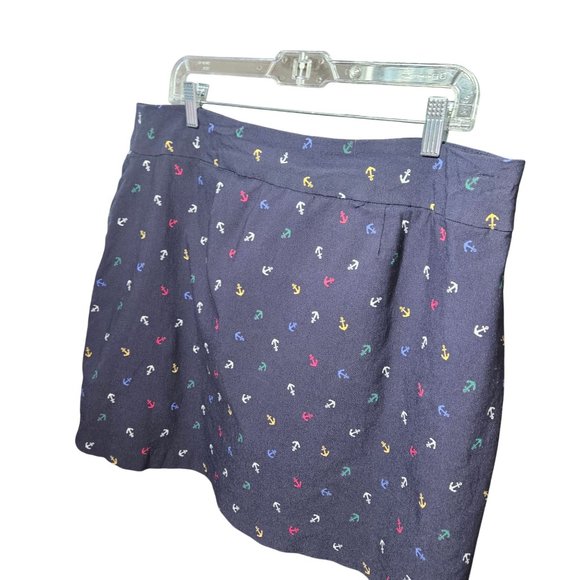 Navy Blue Yam & Sea Anchor Print Skirt With Side Zipper Closure and short under - Picture 5 of 5